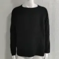 Herren schwarzer langarm Rundhals Strickpullover, schmale Passform fuer Herbst Winter. - M / Schwarz