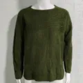 Grüner Herren Pullover Langarm Rundhals Strickpullover Variante, casual slim fit Stil. - Armeegrün