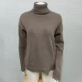 Pull col roule en tricot marron detail, chandail casual a manches longues pour femmes. - S / Kaki
