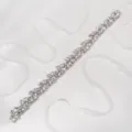 Elegant rhinestone bridal belt with sparkling crystals and white satin ribbon for women. - Exquisite Geometric Style (WS-J281S)