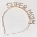 Glitzernder Strass Super Mom Haarreif Gold Metall Haarreif Muttertag Geschenk Haarschmuck - KC Gold + Weißer Strass