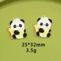 Leuke panda metalen geëmailleerde bedels DIY sieraden accessoires hangermaat 25x32mm - 2# Panda met penseel