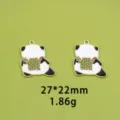Black and white panda alloy enamel pendant charm DIY jewelry accessories keychain necklace - 6# Back View Panda