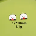 Cute panda enamel alloy charms pendant for DIY jewelry making necklace keychain accessories. - 7# Panda with Red Flower