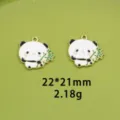 Detail view of cute panda alloy enamel charms with bamboo, featuring size and weight specs. - 5# Cute Bamboo Panda