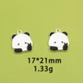 Close-up detail of cute black and white panda metal enamel charms, 17x21mm jewelry pendants. - 9# Peace Sign Panda