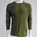 Maglione Uomo Maglia Colorblock Slim Fit Girocollo Maniche Lunghe Autunno Inverno Casual. - Patchwork Verde Militare