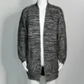 Mens long sleeve open front knitted cardigan sweater casual outerwear black grey stylish coat - S / Black