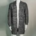 Men's long sleeve open front knit cardigan sweater stylish casual long coat outerwear - S / Dark Gray