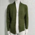 Men's green knitted cardigan sweater, casual slim fit long sleeve lapel outerwear. - S / Army Green
