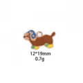 Enamel dachshund dog pendant charm detail, colorful metal jewelry DIY accessory, 12x19mm - 6# Blue Headset