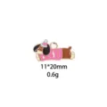 Cute enamel puppy pendant charm for bracelet and necklace DIY jewelry making 11x20mm - 5# Rose Red Dog