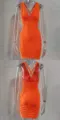 Orange sleeveless V-neck backless bodycon party mini dress, sexy clubwear variant. - S / Dresses / Orange