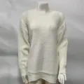 Damen weißer Strickpullover lässig Langarm Lochmuster Pullover Herbst Winter Alltag - S / Weiß
