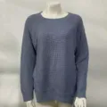 Blauer Damen Strickpullover mit Lochmuster, lässiges Langarm Rundhals Oberteil Variante. - S / Blau