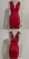 Sexy red sleeveless v-neck backless bodycon mini party dress with side ruching details - Red