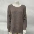 Damen Rundhalsausschnitt Strickpullover, lässiger Langarm Pullover für Herbst Winter. - Khaki