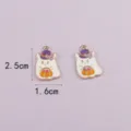 Cute Halloween ghost pumpkin enamel metal charms for DIY jewelry making and keychains - Ghost with Pumpkin