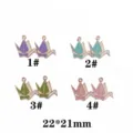 Detailed view of DIY enamel origami crane alloy charms, cute pendant accessories for bracelets. - Origami Crane / Purple Hair Scrunchy