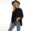 Women's Hollow Batwing Sleeve Knitted Pullover Autumn Fashion Casual Sweater Top - S / Tops / Dark Blue