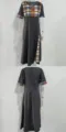 Robe midi élégante à carreaux rétro avec manches courtes et col rond pour les femmes. - Noir