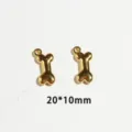 Gold bone pendant metal charms for DIY jewelry making necklace bracelet keychain 2pcs - Dog Bone