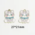 Cute anime cat alloy pendant charm for DIY necklace bracelet keychain jewelry making accessories. - Cat