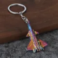 Metal airplane keychain, creative fighter jet pendant, colorful electroplated key ring for keys. - No. 3 Airplane Style (Colorful)