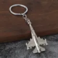 Close-up detail of metal fighter jet keychain showing precision craftsmanship and texture. - No. 1 Airplane Style / Pearl Nickel