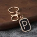Rhinestone letter P keychain metal pendant accessory for car keys bag decor. - Letter P
