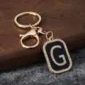 Metal rhinestone letter G keychain luxury car key ring backpack pendant jewelry accessory. - Letter G