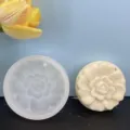 Silicone mold for DIY round flower aroma wax tablets and gypsum hanging plaques, detail view. - 6# Round Flower Molds C / Translucent