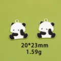 Cute black and white panda metal alloy charm pendant for DIY jewelry making necklace 20x23mm - 11# Thinking Panda