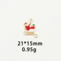 Santa Claus sleigh enamel metal charm close-up detail, perfect for DIY jewelry making. - Sled Accessory
