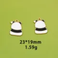 Cute black and white panda alloy charm detail view, perfect for DIY jewelry. - 12# Back View