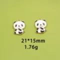 Cute black and white panda alloy charm pendant for DIY jewelry, necklace, and keychain making. - 8# Panda Floating Face