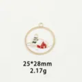 Kerst huis geëmailleerde hanger legering DIY sieraden accessoire 25x28mm winter thema - Ring Huis