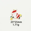 Christmas Santa Claus enamel alloy pendant charm for DIY jewelry making accessory 25mm - Gnome with Candy Cane