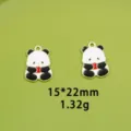 Cute black and white panda alloy charm pendant for DIY jewelry making necklace keychain. - 10# Apple Panda