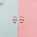 Cute black and white enamel panda charm alloy DIY pendant for necklace and keychain - 15# Little Panda [18*10mm]