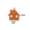 Christmas gingerbread house metal alloy charm pendant DIY jewelry making 23x21mm decor - Gingerbread House