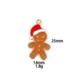 Christmas gingerbread man alloy pendant charm for necklace keychain DIY crafts 25mm - Left Red Hat Gingerbread Man