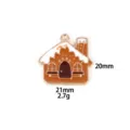 Christmas gingerbread house metal enamel pendant DIY charm necklace keychain accessory 1pcs - Chimney House Pendant