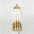 Elegante vestido largo de verano para mujer con estampado floral tirantes talle alto playa - S / Vestidos / Estampado Floral Blanco