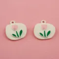 DIY enamel tulip alloy charms for handmade bracelets keychains jewelry making supplies - Pink Round Badge
