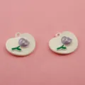 Enamel tulip heart alloy charms for DIY jewelry making, bracelet and keychain accessories variant. - Purple Tulip