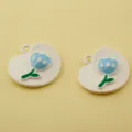 Enamel tulip alloy charms in blue and white, DIY bracelet and keychain accessories variant. - Blue Tulip
