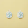 DIY enamel tulip charm alloy pendant light blue white jewelry making accessory 2pcs - Artistic Blue Flower