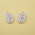 DIY Tulip Alloy Pendants White Purple Charms for Bracelet Keychain Jewelry Making 2pcs - Artistic Purple Flower