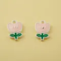 Alloy enamel tulip charms pink and green flower pendants for DIY bracelets keychains - Pink